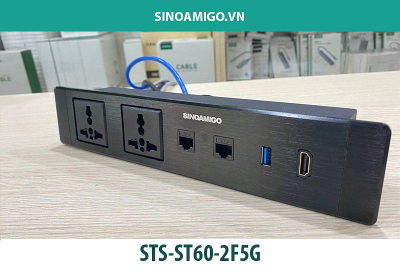 Hộp ổ điện âm bàn đa năng sinoamigo STS-ST60-2F5G Cao cấp